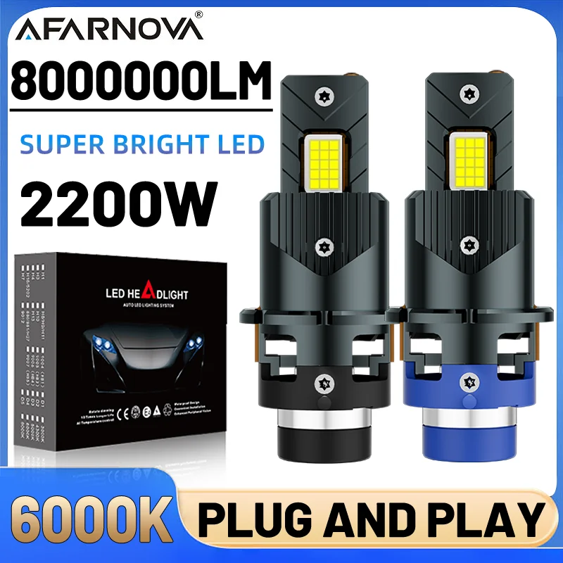 

D2S D4S Светодиодная фара Canbus 2200W 8000000LM D8S Автоматические лампы двусторонние D1R D2R D3R D4R Автомобильная лампа ксеноновая HID 6000K Plug And Play 12V