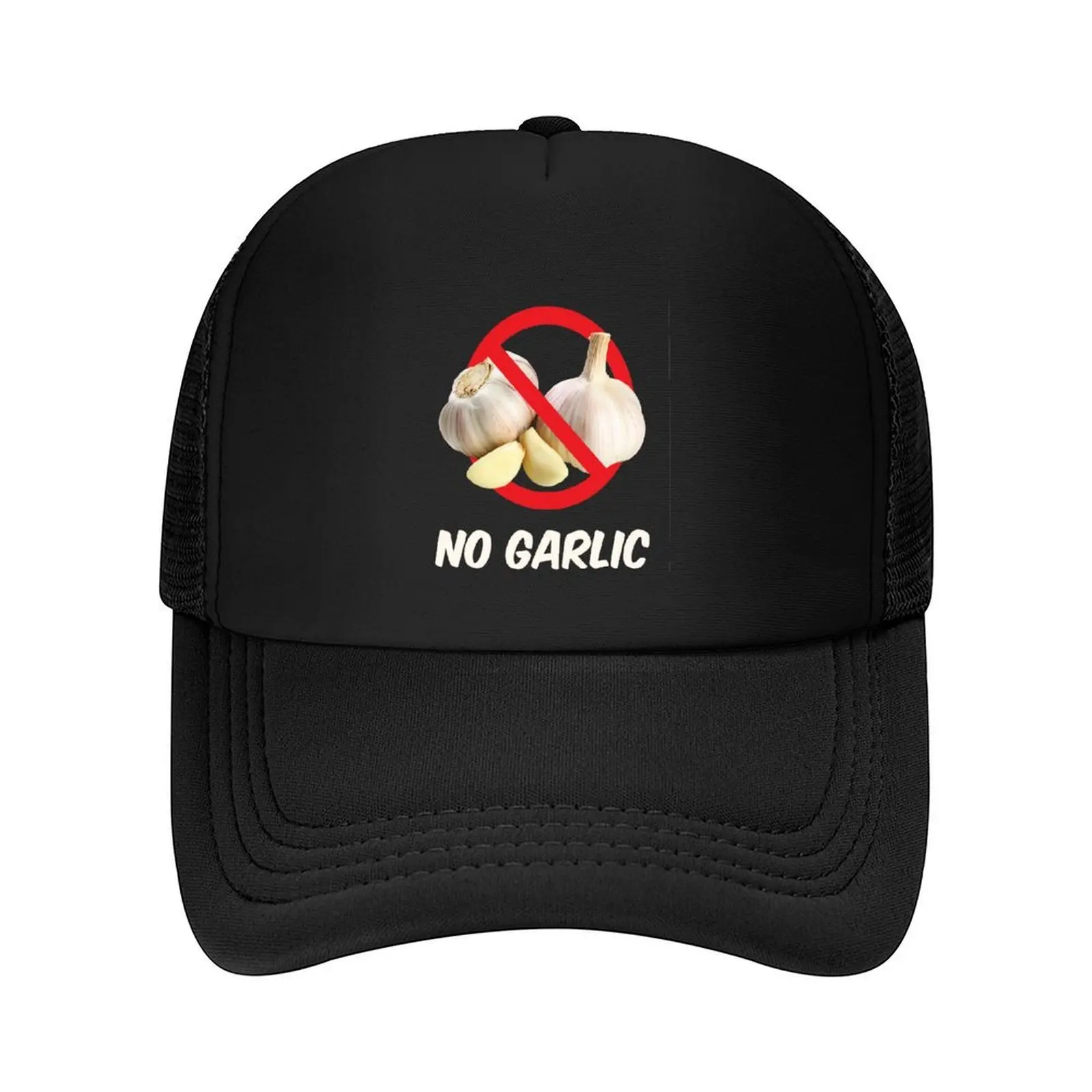 

ENGLISH: “NO GARLIC” Baseball Cap Cosplay fishing hat black Anime Hat For Men Women's