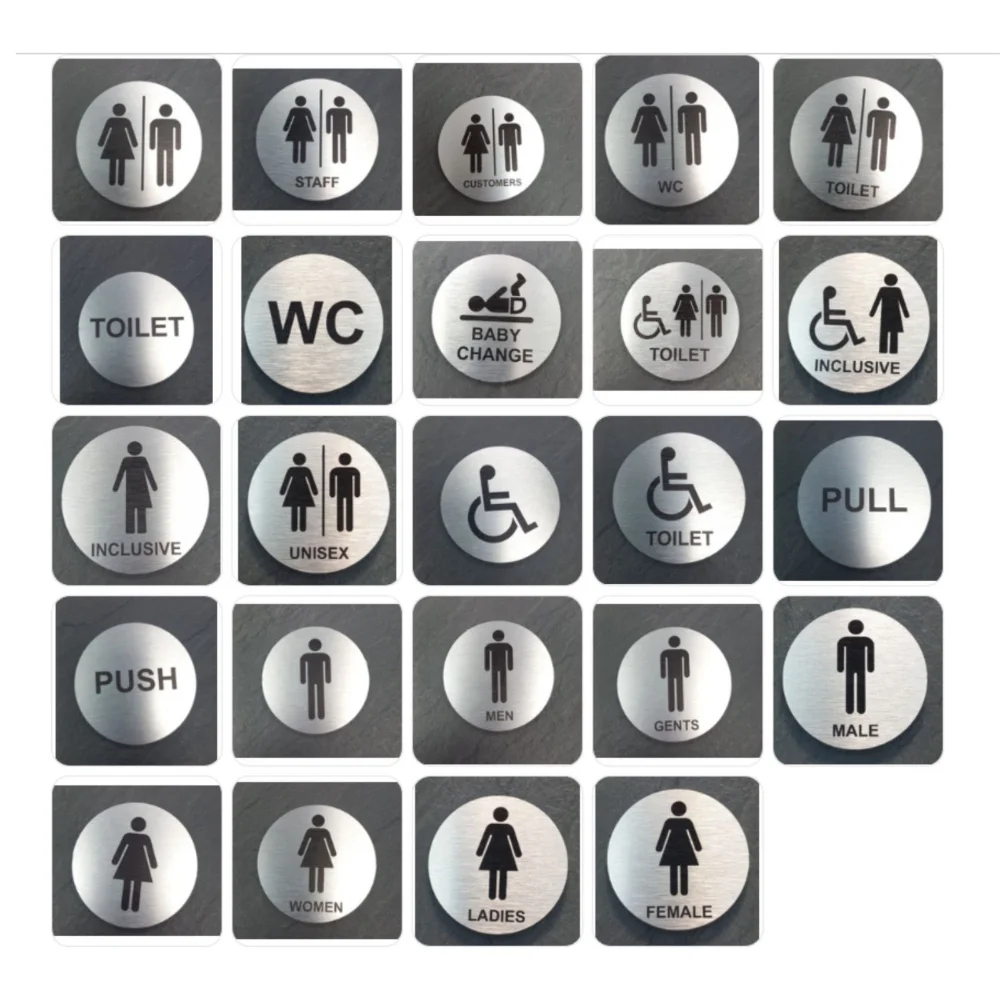 TOILET RESTROOM BABY CHANGE WC Composite aluminum-plastic panel DOOR SIGNS LADIES GENTS UNISEX DISABLED