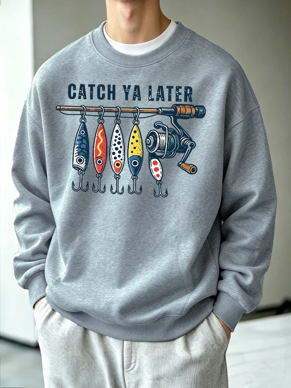 Catch You Later Prints Pullover Herren Basic Oversized Sweatshirts Jogging Casual Fleece Warmer Hoodie Winter Rundhalspullover Kleidung – Detail 14