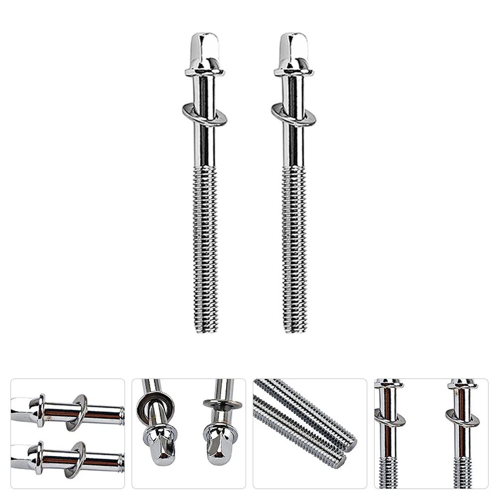 2 Pcs Screw Bass Drum Parts Rod Screws Snare Tension Lug Mounting Metal with Washers Electroplated Surface