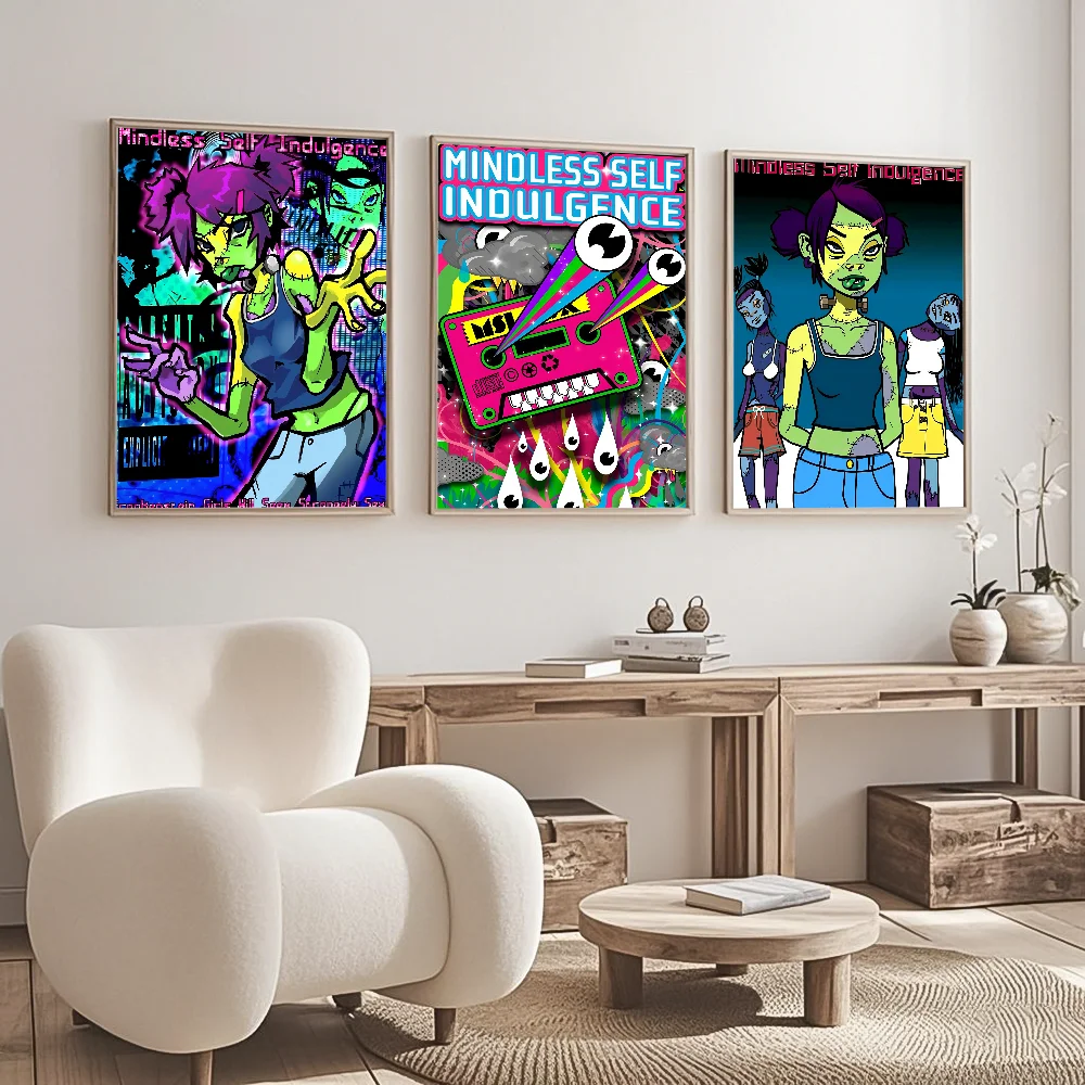 M-Mindless S-Self I-Indulgence Punk Electronica Metal Band MSI Poster Waterproof Wall Art Sticker Room Decor High Quality Print