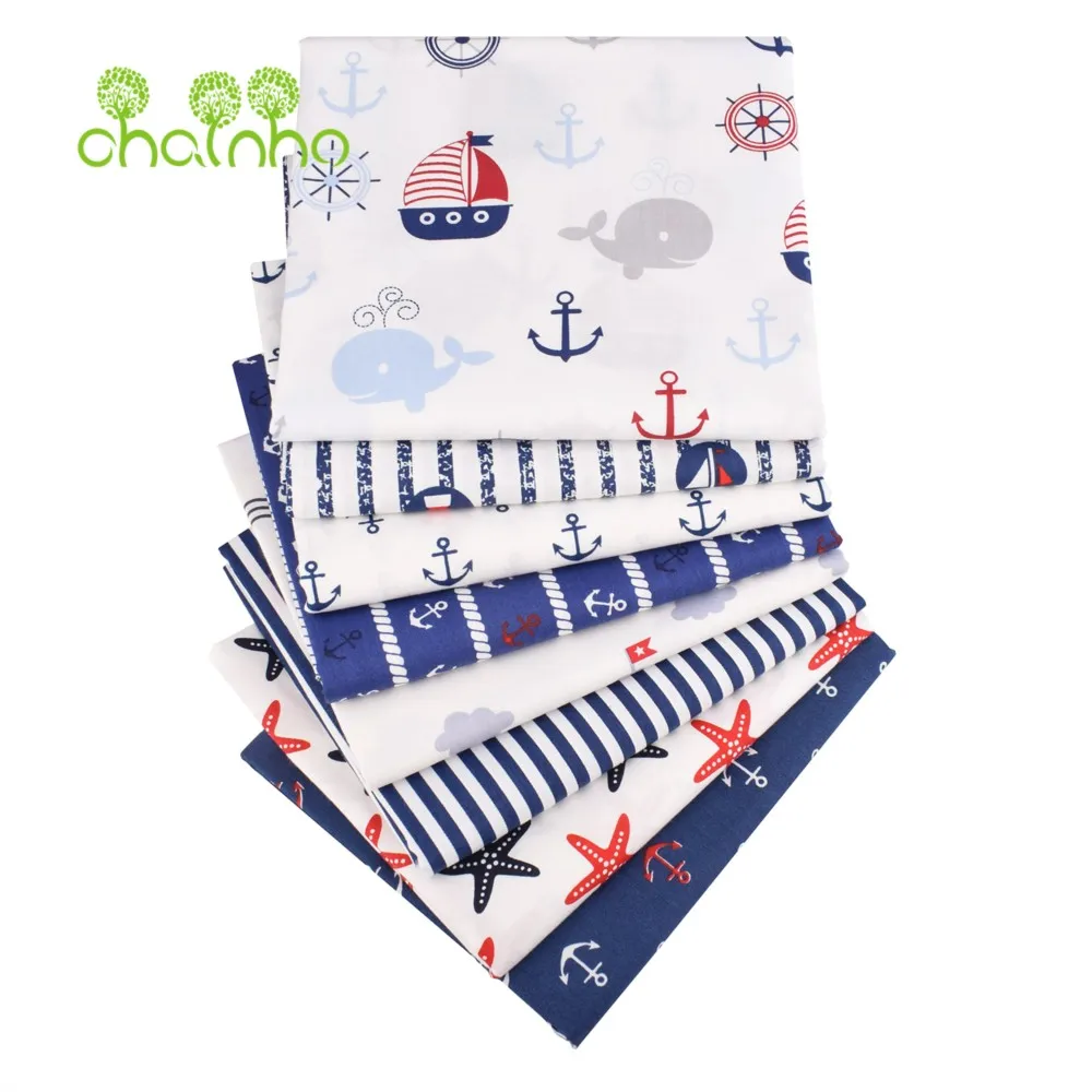 

Chainho,Printed Twill Weave Cotton Fabric,DIY Quilting Sewing Material,Handmade Textile,Patchwork Cloth,Ocean Series,25C21