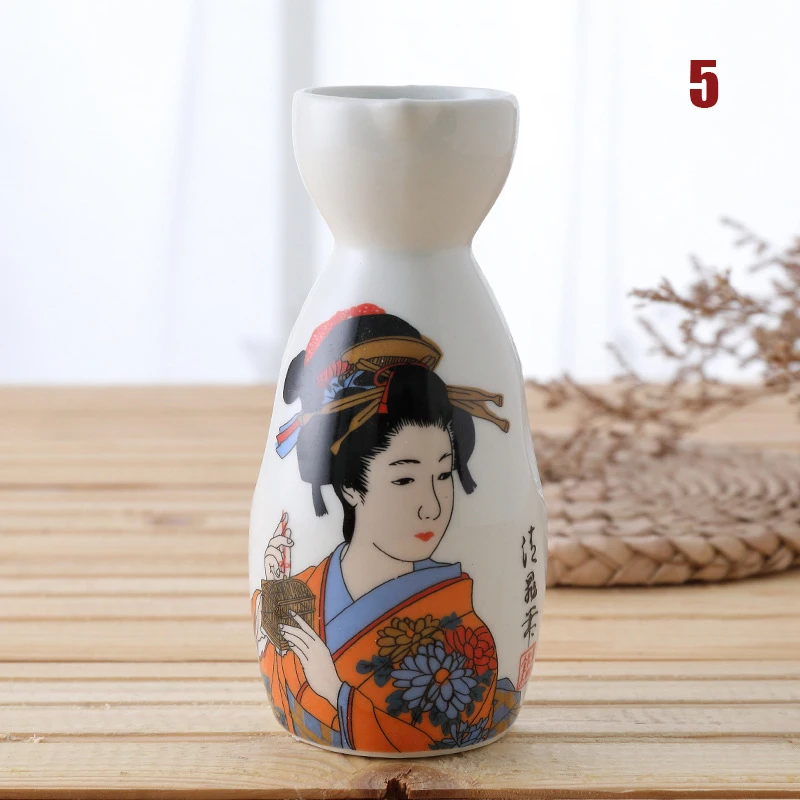 2 Pcs Ceramic Japanese Style Sake Drinkware Maneki Neko Sake Bottle 150ml Tokkuri Sakura Liquor Sake Dispenser Wine Bottle