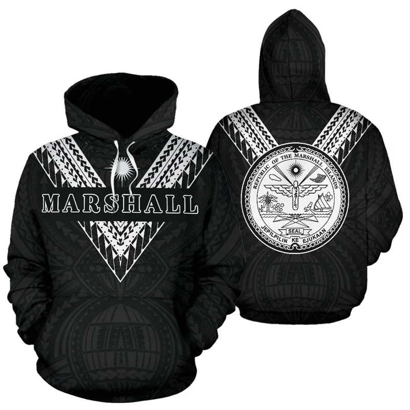 3D The Republic-of Marshall Islands Map Flag Printing Hoodies Marshall Islands Coat Of Arms Graphic Hooded Sweatshirts Pullovers