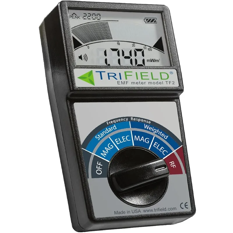 EMF Meter Model TF2 – Detect all 3 types of Electromagnetic Radiation in 1 Handheld Device: Radio (RF), Magnetic (MF)