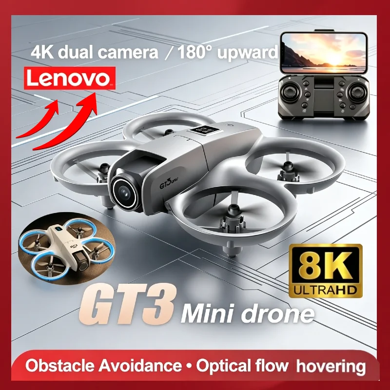 

Lenovo GT3 RC Drone 4.3" Screen Dual Camera Optical Flow Localization Obstacle Avoidance LED Light Quadcopter Kids Toy Gift New