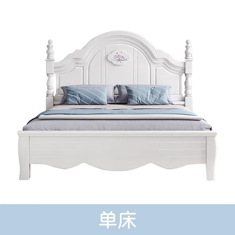 Children's Bed Girl Princess Bed American and European Style Solid Wood Bed Log Storage Girl's Bed