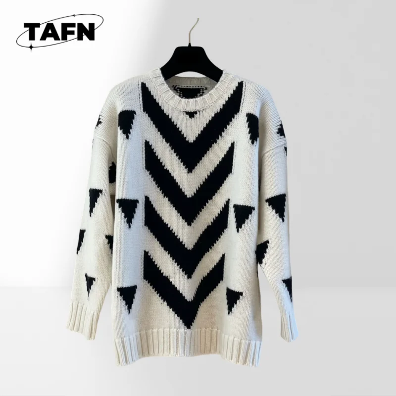 

Высококачественный шерстяной вязаный свитер для женщин, стильный и удобный дизайн, классический V-образный вырез, мягкая шерстяная смесь, AK0429