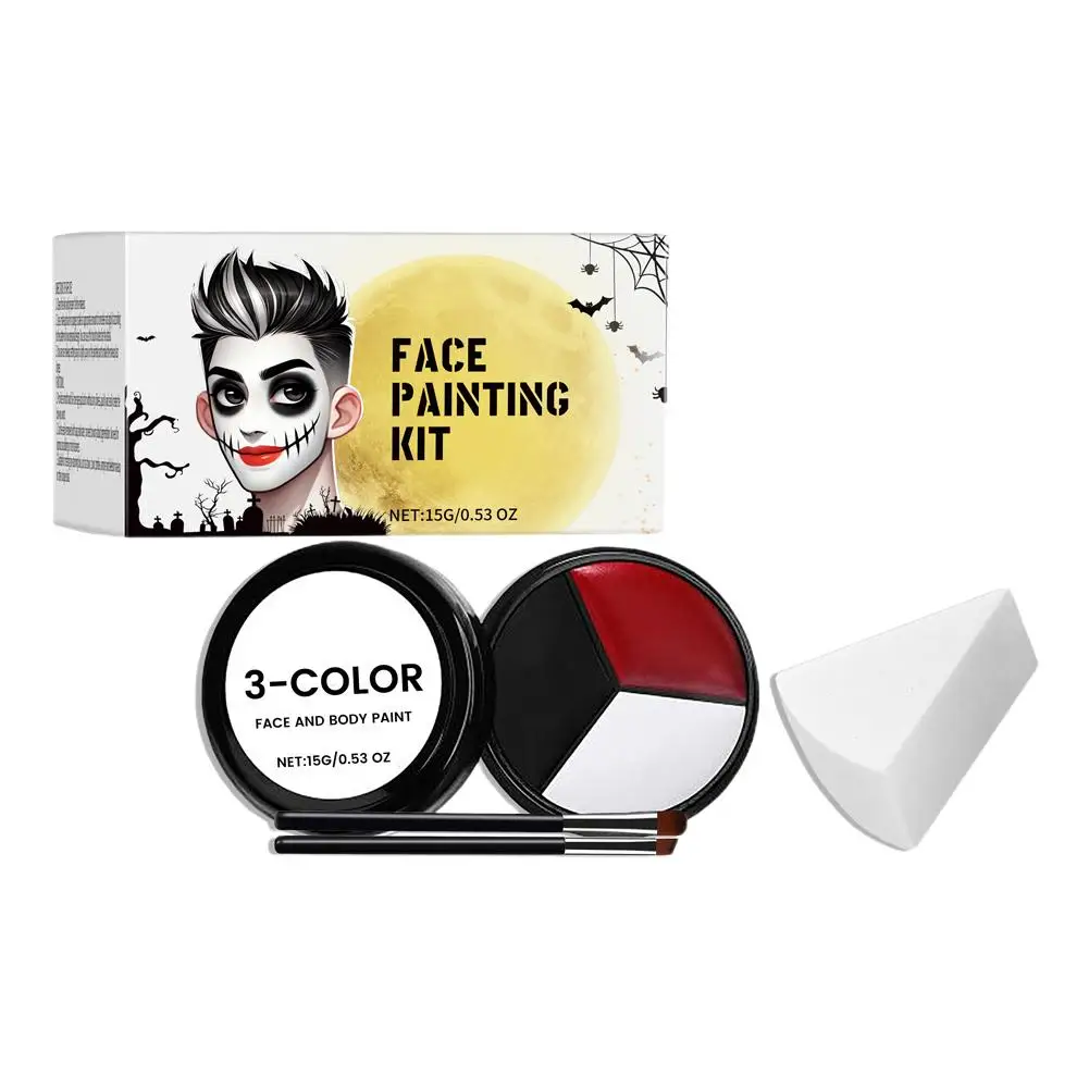 3 Farben Gesichts bemalung Kit Körper Make-up ungiftige Wasserfarbe Öl für Weihnachten Halloween Phantasie Karneval lebendige Party T8V8