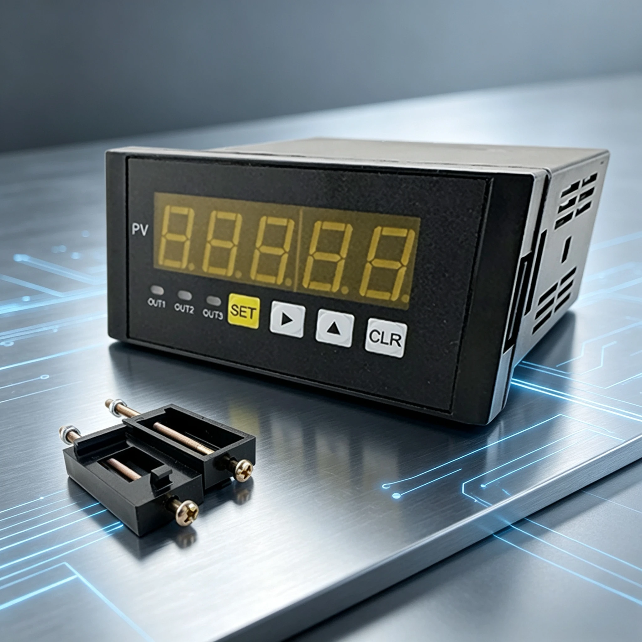 5-Digit LED Digital Force Indicator Display Meter with Mounting Clamp Bracket ForStrain Gauge Load Cell Industrial Force Control