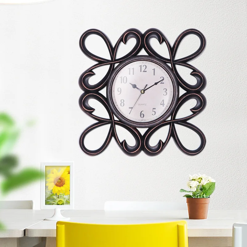 

10 Inch Antique Old Decoration Wall Clock 25.5cm Square Living Room Mute Pointer Clock Creative Furniture Mural Decoration Clock