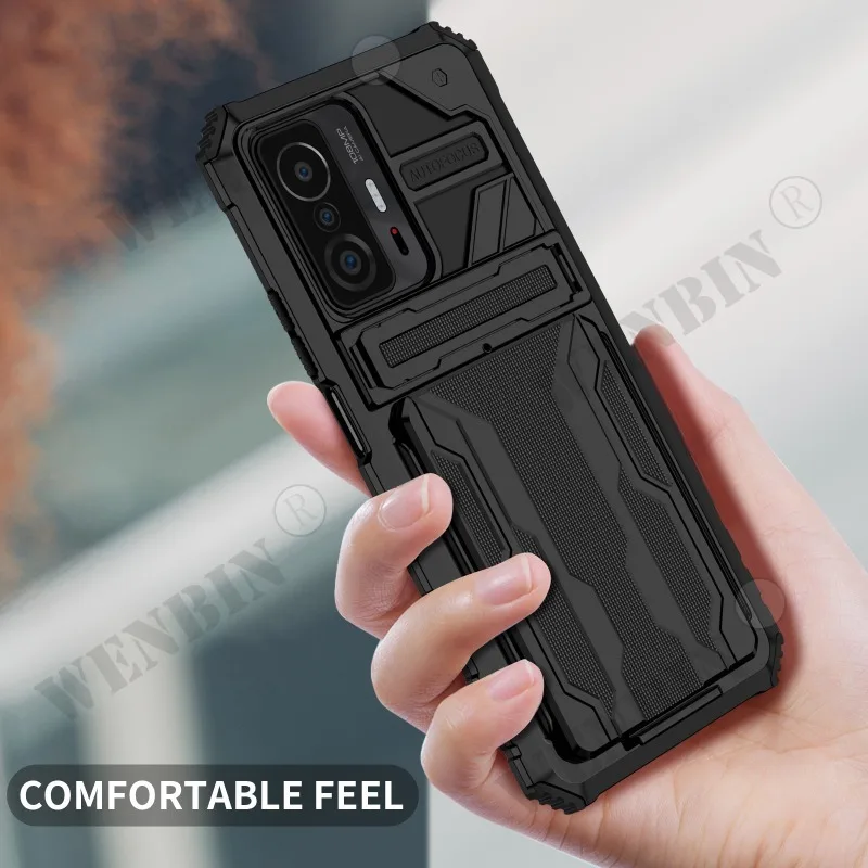 Case For Xiaomi Redmi Note 12 11 10 Pro Xiaomi Poco X4 X3 Pro Xiaomi 11T Pro Anti Shock KickStand Bracket Card Slot Case