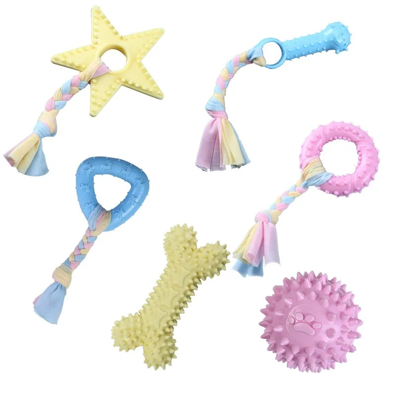 Puppy Dog Toys Dog Chews TPR Knot Toys Bite Resistant Molar Teeth Cleaning Pet Dog Training Supplies Interactive Accessories