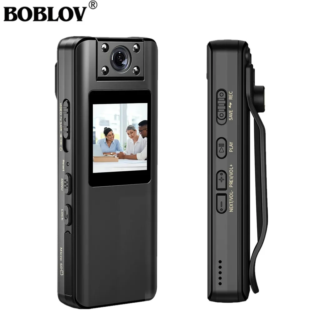 BOBLOV A22 Mini Body Camera 180 Degrees Rotatable Lens 1080P HD Small Body Camera with LED Screen Support 4 Hours Recording Cam