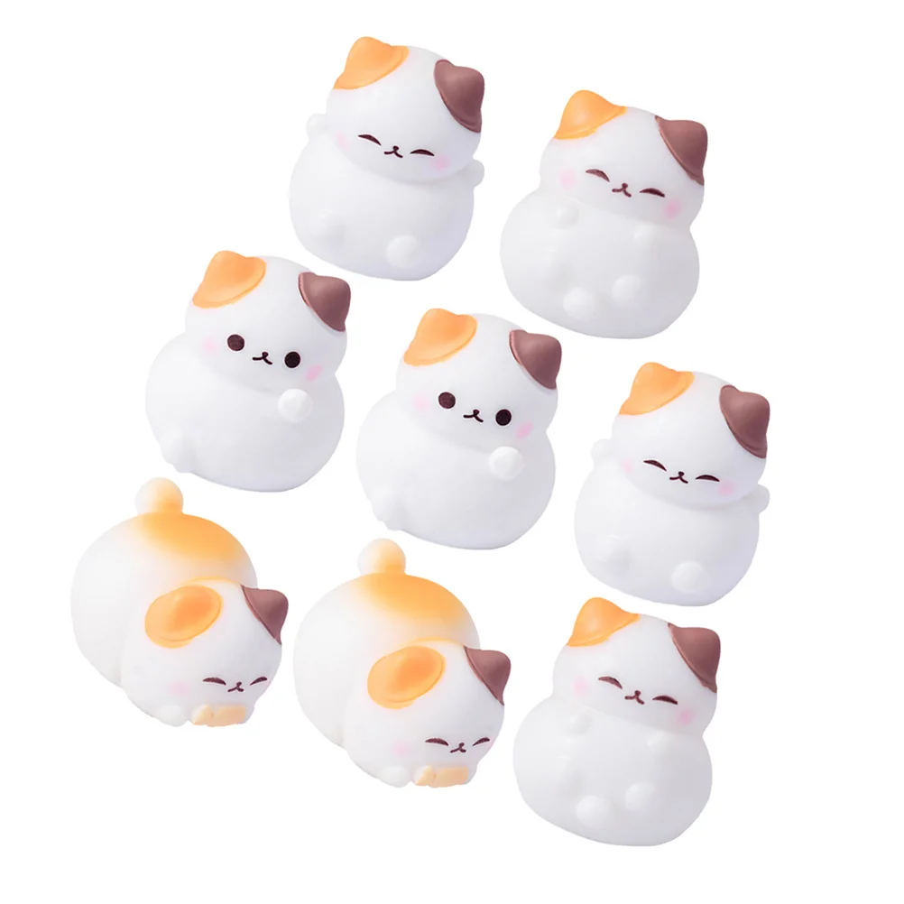 8 Buah Miniatur Model Kucing Patung Kucing Resin Lucu Dekorasi Hewan Lanskap Mikro Ornamen Kucing untuk Peri Kerajinan DIY Kreatif