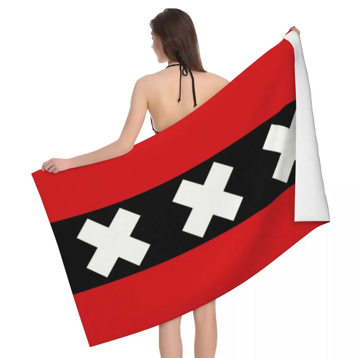 

Amsterdam Flag Bath Beach Towel Microfiber Netherlands Shower Sports Yoga Towels