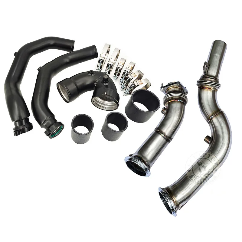 Charge Pipe & Boost Pipe Kit For S55 Turbo Catless Downpipe For BM*W M2 M3 M4 F80 F82 F83 2015+ Exhaust Header Exhaust Downpipe 