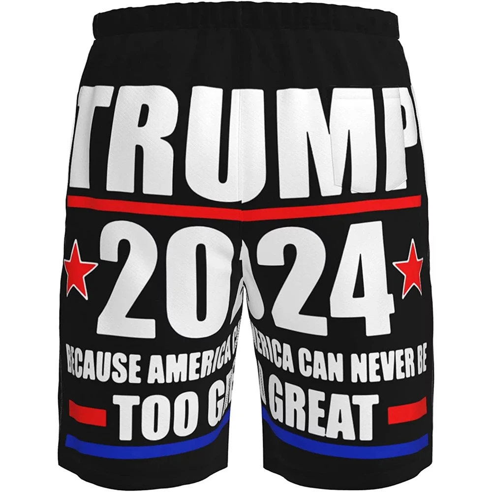 Men\'s Trump 2024 Shorts Pants Men Hawaiian Quick Dry Beach Shorts Swim Trunks Beachwear Bermuda Surf Swimsuit Cool Board Shorts