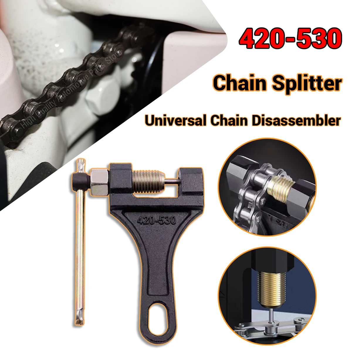 Versatile Chain Breaker All-Terrain Vehicle Universal Chain Breaker Tool Durable Steel 420-530 Chain Easy DIY Repair Motorcycle