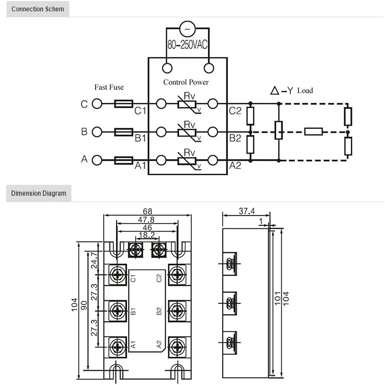 منظم جهد ثلاثي الطور 25A إلكتروني SSR SCR3-25AA