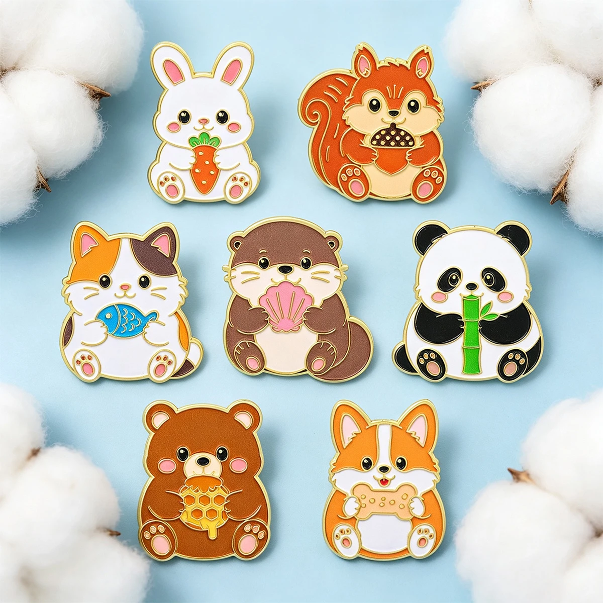 Cartoon Cat Enamel Pin Cute Panda Brooch Pines Lapel Pins Badge on Backpack Clothing Accessories Animal Jewelry Friends Gifts