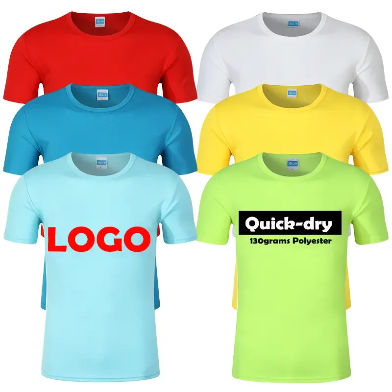 

10PCS Custom T-shirt Quick Drying O-neck Tops Tees 100% Polyester T-shirts Running Short Sleeve Tops Fitness Sport T-shirts Men