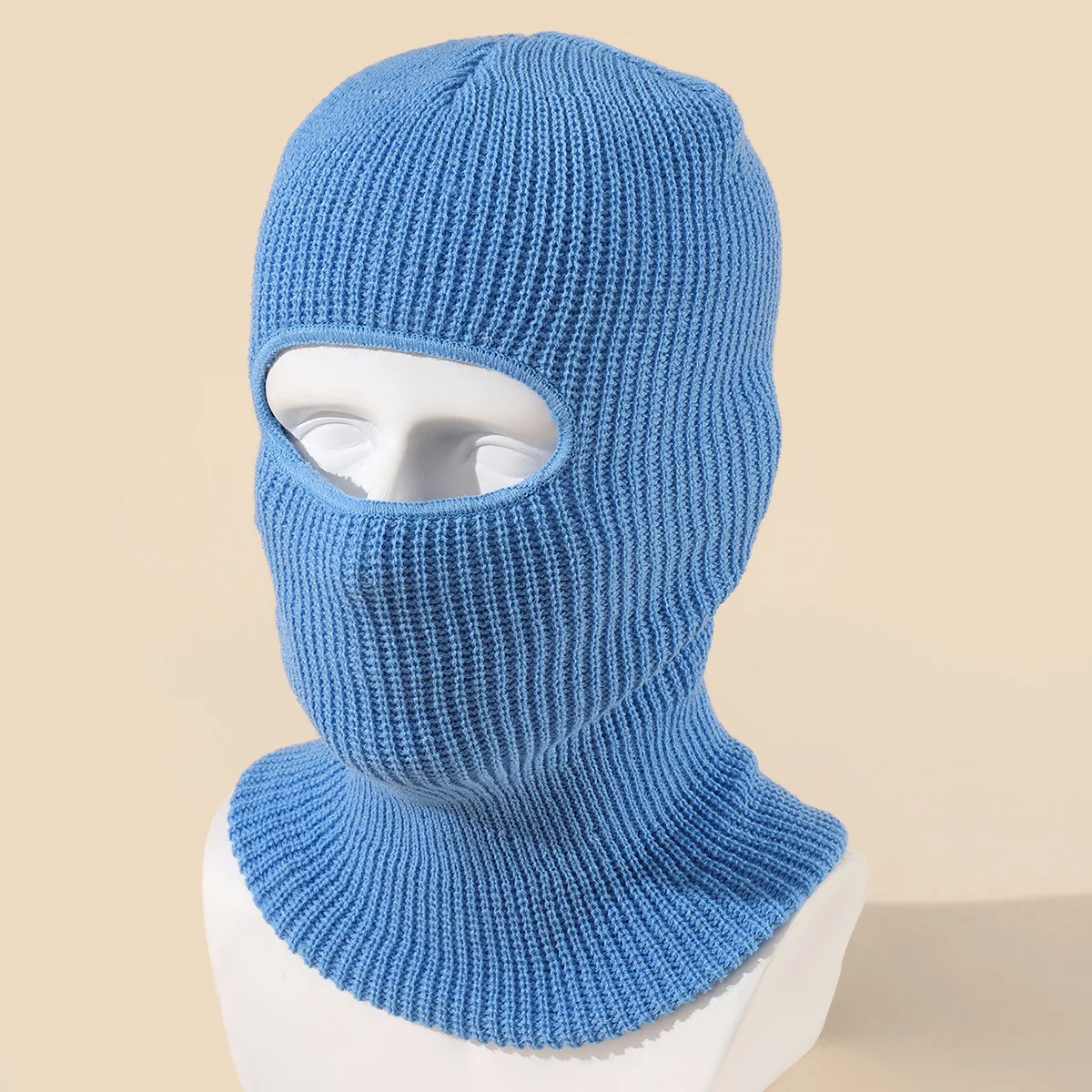 Gorro de esquí con 1 orificio para hombre y mujer, gorro de pasamontañas, gorro de punto a prueba de viento, gorros cálidos para invierno, gorro de ciclismo