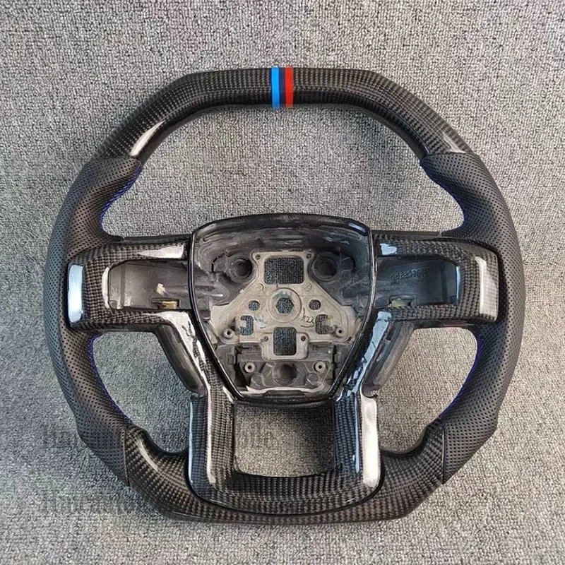 Suitable Factory Direct Sale, Perforated Leather Carbon Fiber Steering Wheel, Blue Steering Wheel Raptor F150 Car Steeri