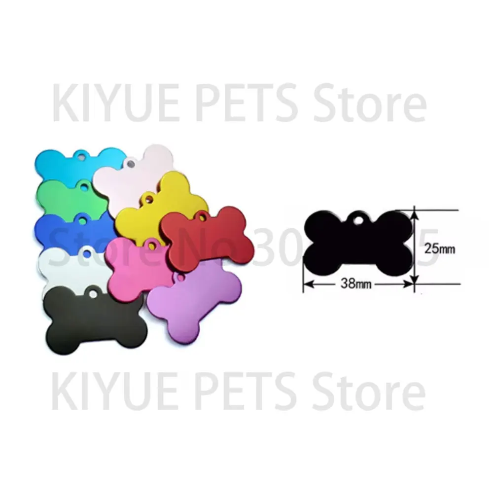 KIYUE 180 MixColors 9 Shape Pet ID Tag Custom Personalized Name ID Engraved Round Bone Paw Identification Plate Charm