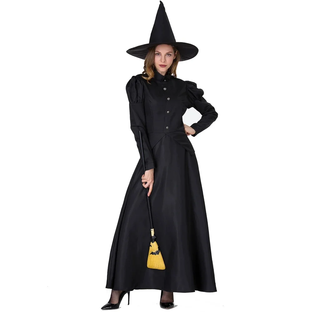 

Women Witch Costume Halloween Carnival Costume Black Witch Costume For Adult Girls Fancy Dress Party Outfit