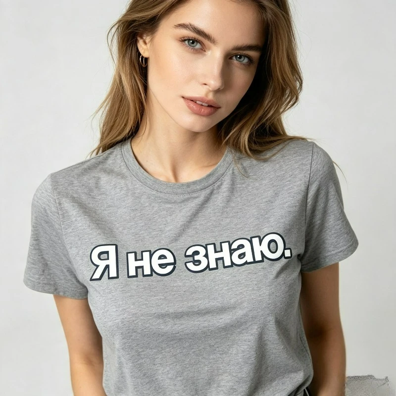 YA Ne Znaю I Dont Know T-Shirt 100% Cotton Russian Funny Quote Minimalist Casual Graphic Tee
