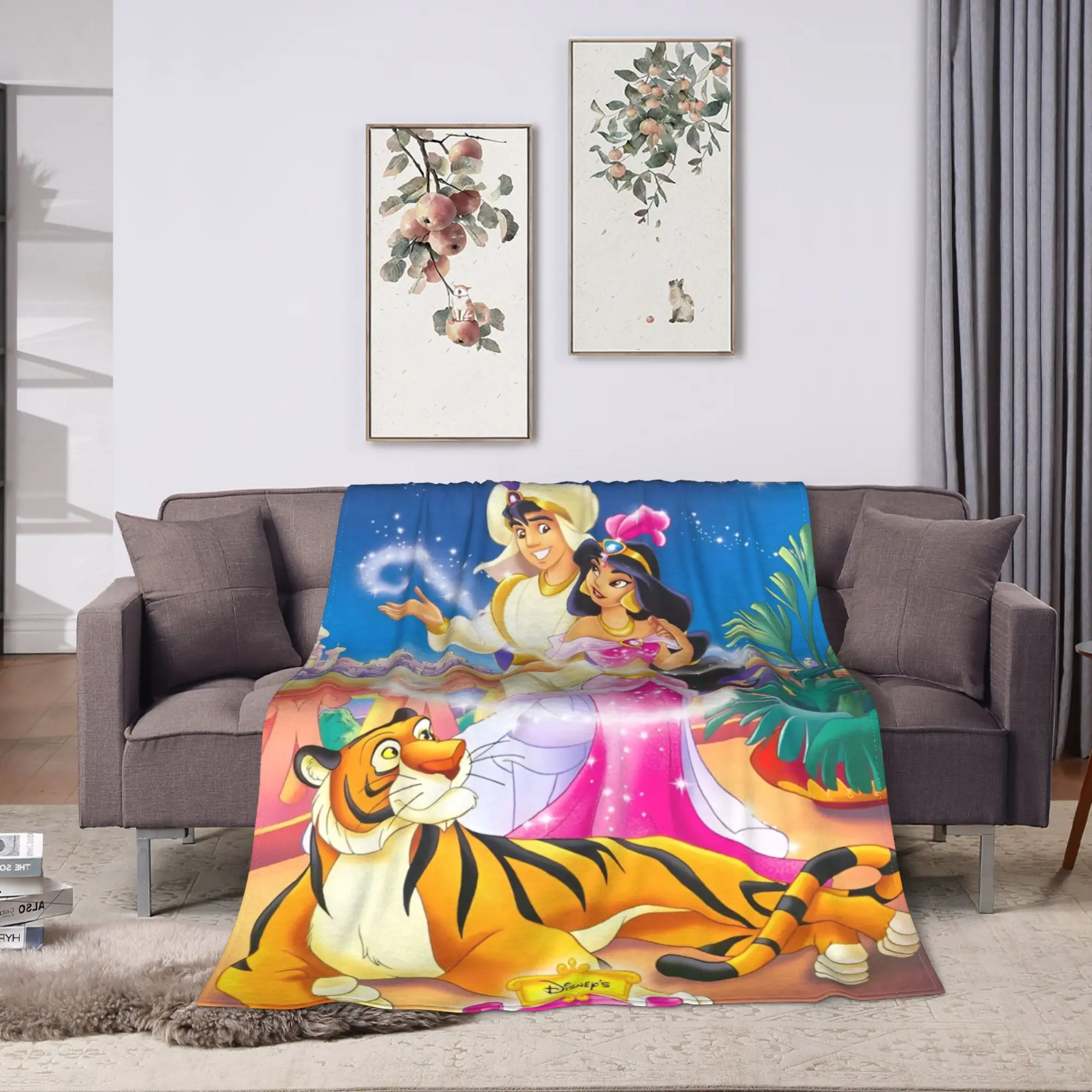 علاء الدين الياسمين الكرتون بطانية دافئة رقيق أفخم رمي بطانية للأريكة السرير الزخرفية الفانيلا المفرش غطاء السرير