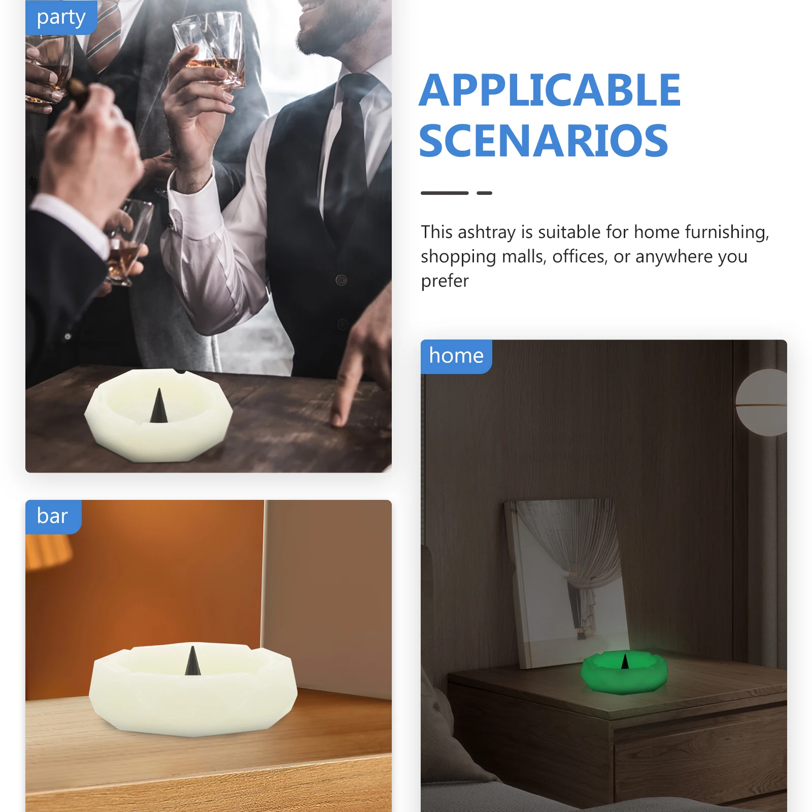 

Luminous Silicone Ashtray Round Shatter-Proof Heat-Resistant Desktop Home Living Room Table Smoke Trays Decorative