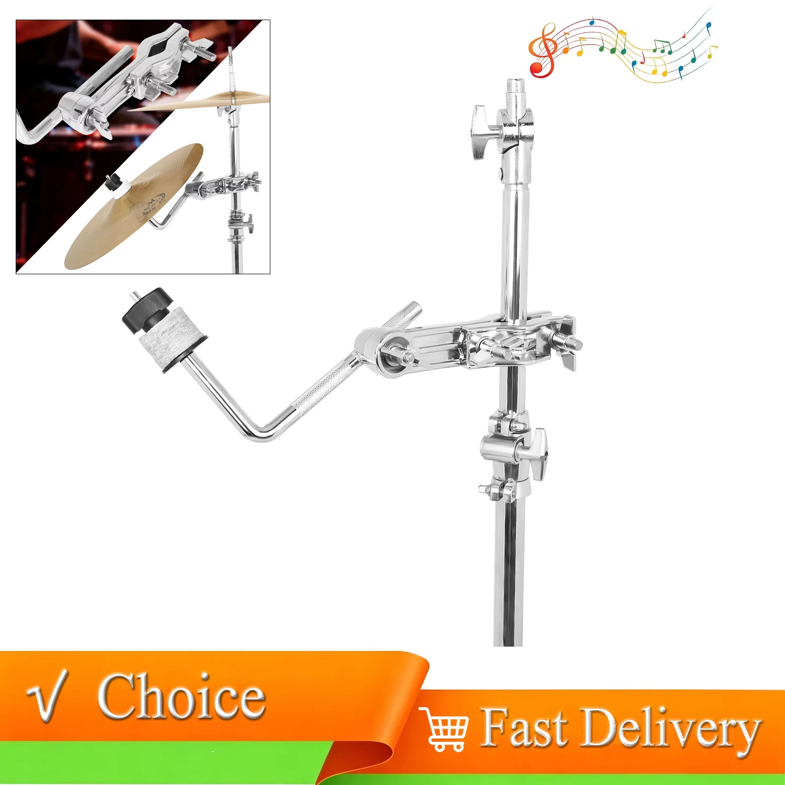 Cymbal Extension Bracket Adjustable Metal Boom Arm Clamp Holder Drum Hardware Accessories for Assembly Stage Performance