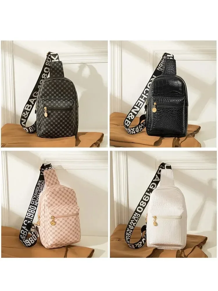 Printed Crossbody Bag PU Leather Chest Bag with Adjustable Shoulder Strap Having Letters for Women purses and handbags