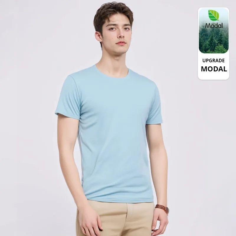 

Top Grade 45% ModaL Fabric Round Neck New Summer Brand Tops Trending Men t Shirt Plain Short Sleeve Casual Fashion Men Clothing