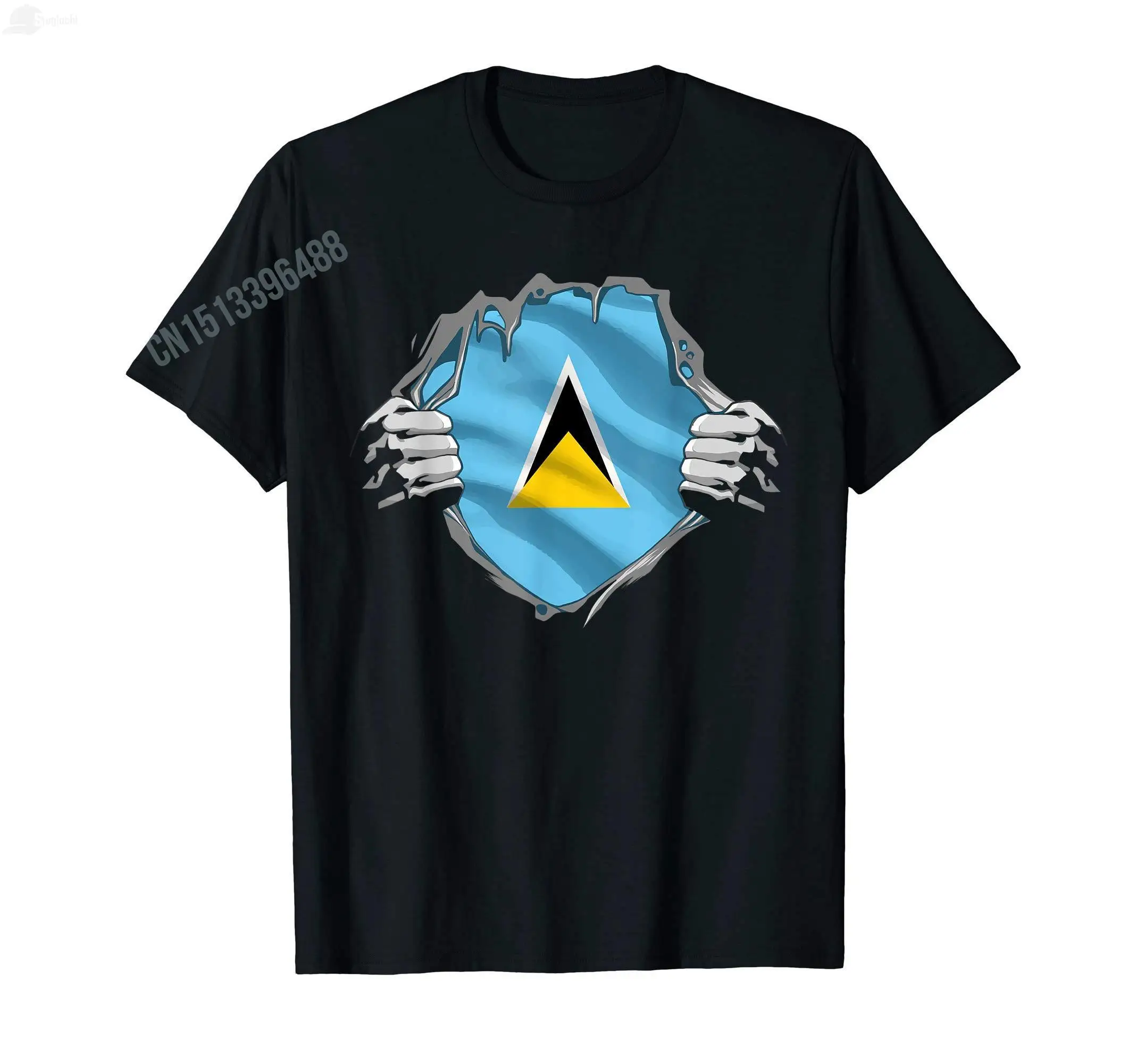 2022 Summer St. Saint Lucia Flag Smile Pride National Country T-Shirt For Men Women Unisex T Shirt Tops Cotton Tees