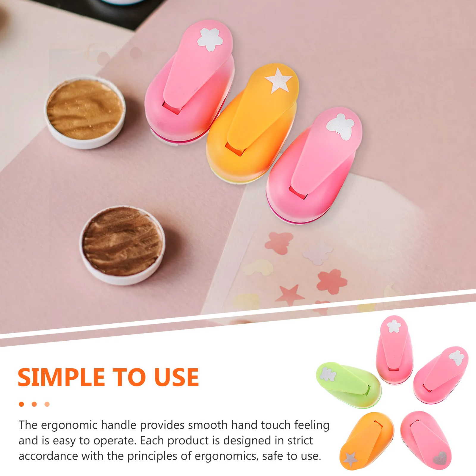 

5Pcs Household Multi-Function Paper Punchers Cartoon Craft Punchers Portable DIY Puncher for Craft Making Scrapbooking Supplies