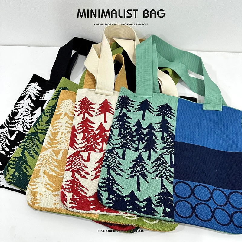 

Трансграничная новая вязаная лесная сумка на плечо, большая сумка-тоут Capaci, универсальный материал полиэстера