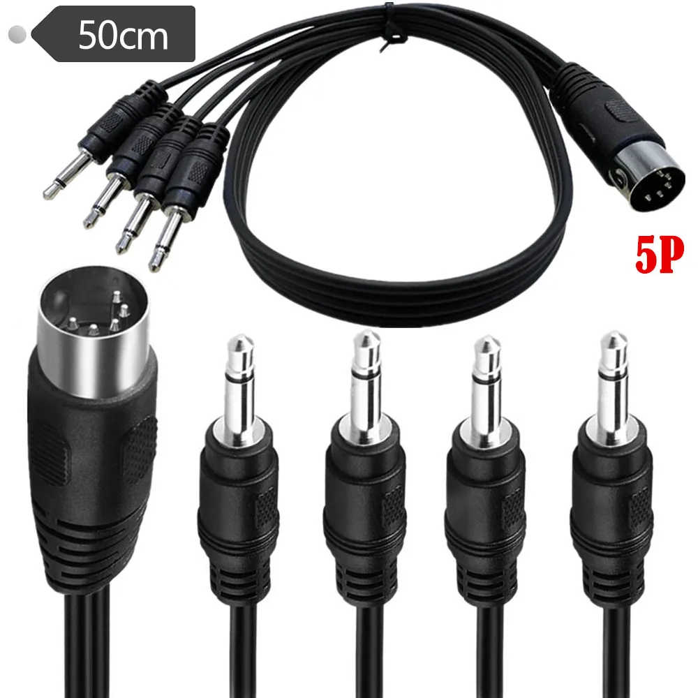 DIN to 3.5mm Cable, 50CM 5 Pin DIN Plug Male to 4 X 3.5MM Female SmartPhone AUX Headphone MONO Jack Adapter Input 0.5M Cable