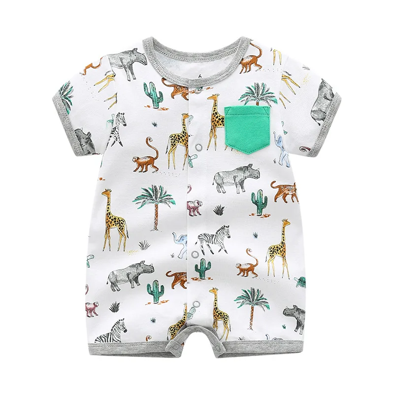 Summer brands Newborn Baby Rompers Short Sleeve Cartoon Printed Soft Cotton Jumpsuits Baby Infant Bebe Clothes For 0-24 Month