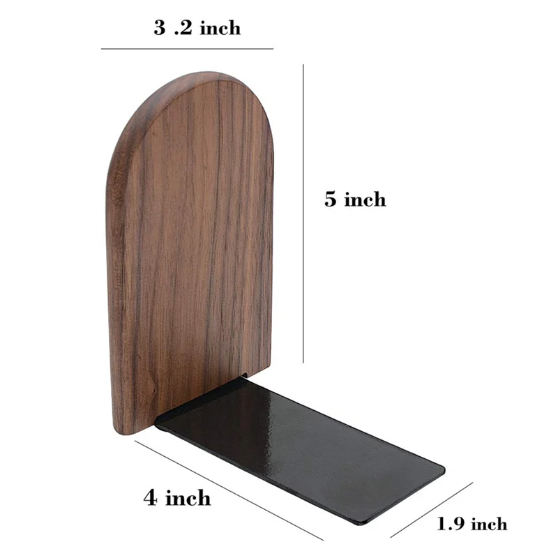 AC56-Wooden Bookends Heavy Duty Bookshelf Anti-Slip Bookends(2Pcs)
