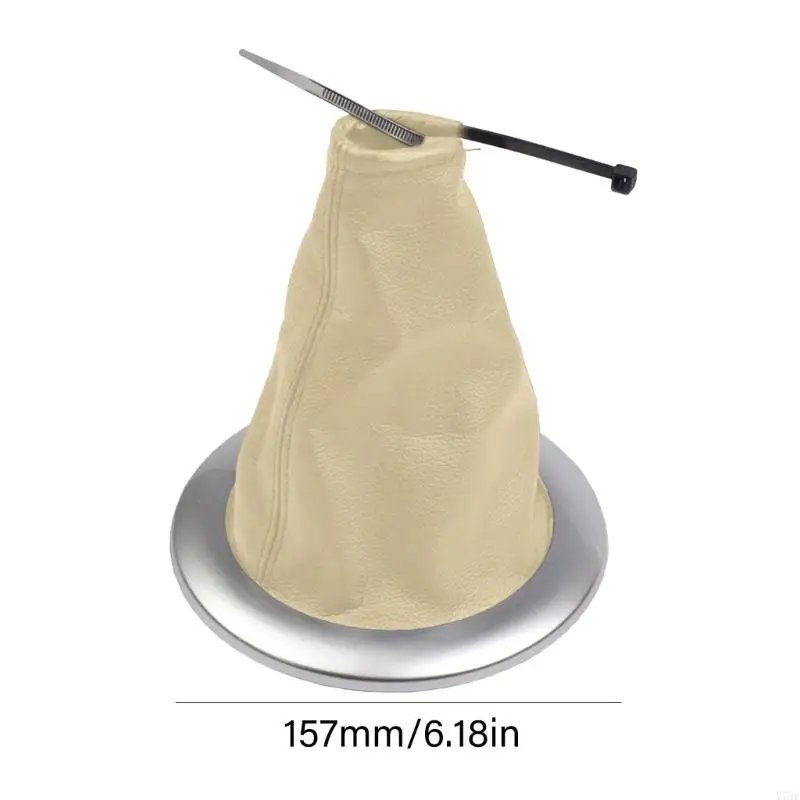 M76E-Schalthebelmanschette für Megane 2 MK2 II-Fahrzeuge mit PU-Abdeckung, genähtem Design, rundem Grundrahmen und Kabelbinder – Detail 6