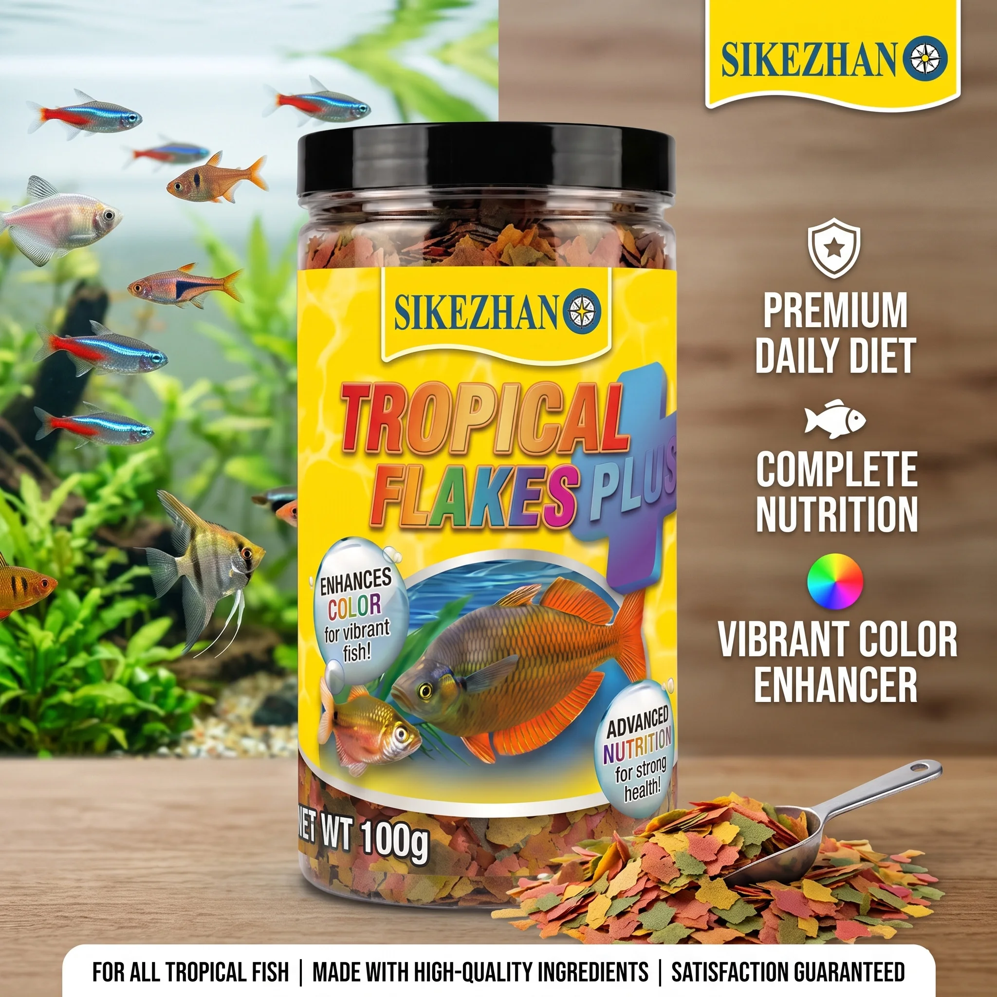 Tetra Food Tropical Flakes - อาหารก้อนสำหรับกุ้งและปลาเขตร้อนธรรมชาติ, อาหารเสริมโปรตีนเพิ่มสีสันสำหรับปลาตู้น้ำจืด กุ๊ปปี้ เทตร้า, อาหารที่สมดุล