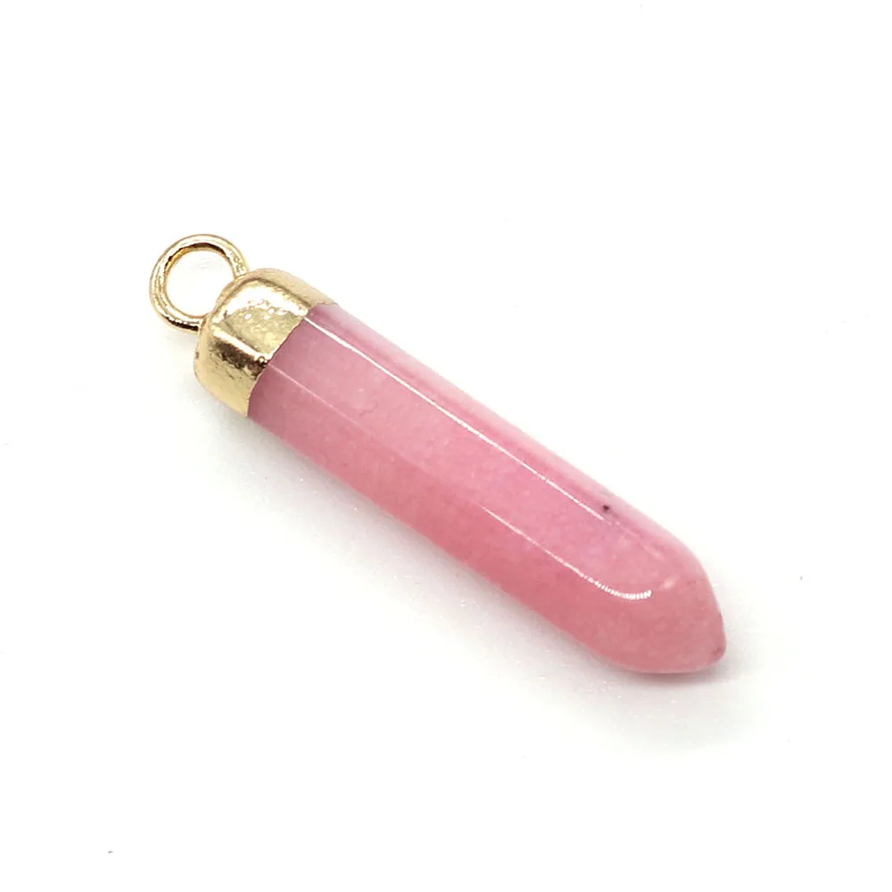 Hexagonal Column Shaped Natural Stone Amethyst Tiger Eye Stone Pink Crystal 5x30mm Diy Jewelry Making Necklace Earrings Charm