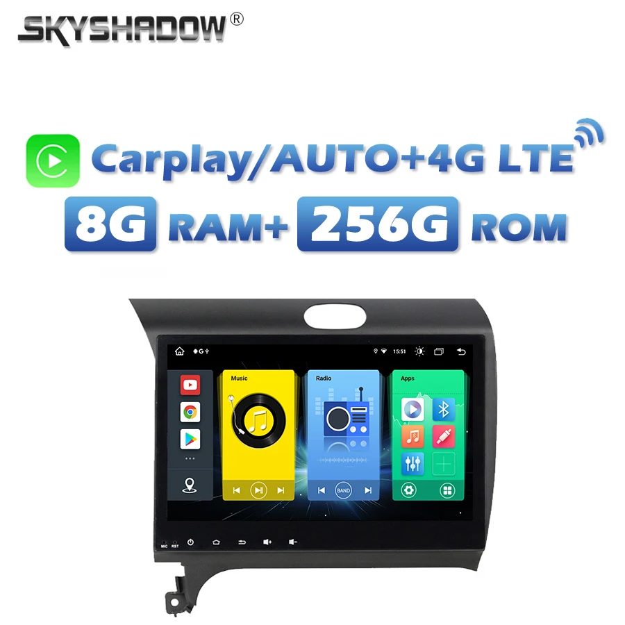 

4G SIM Carplay DSP IPS Android 13.0 8G+256G Bluetooth 5.0 Wifi GPS Map Car DVD Player RDS Radio For kia Cerato K3 2012- 2015