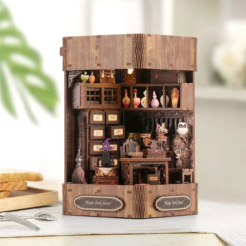 

New Diy Wooden Casa Doll Houses Miniature Model Kits Magic Book House Dollhouse With Furniture Lights For Girls Birthday Gifts