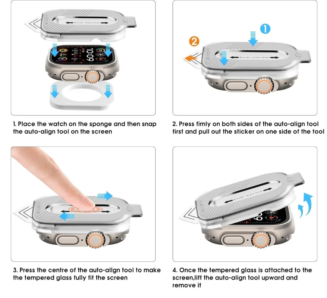1-3Pack Tempered Glass for Apple Watch Ultra 2 3 49mm Screen Protector Easy Install for IWatch Ultra1/2/3 Clear Protective Film