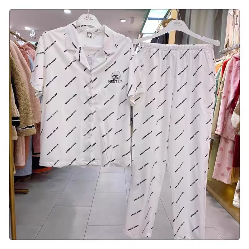 pure-cotton-spwear-set-for-women-ort-sve-long-pants-home-clothes-sweet-sle-casual-knitted-fabric-summer-new-arrival